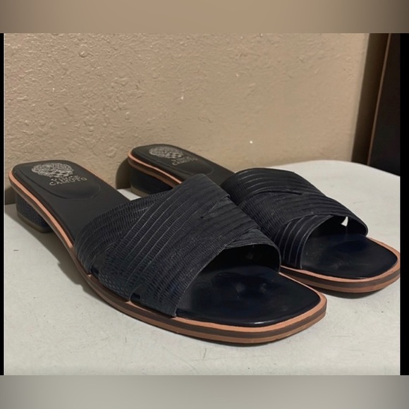 Vince Camuto Shoes - Vince Camuto Black Square Heel Slide Sandals Women’s 9.5